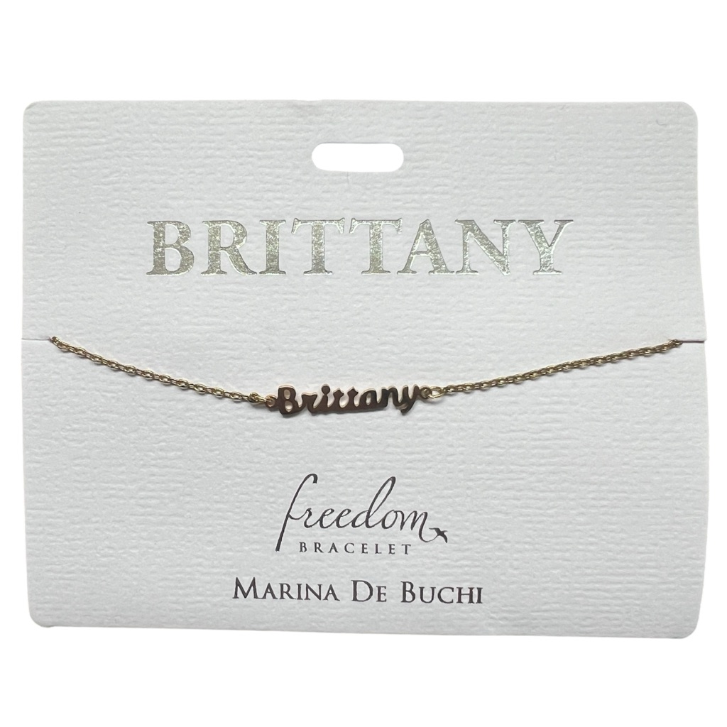 Marina De Buchi Personalized Luxe Name Brittany Freedom Bracelet Jewelry Nwt 50$